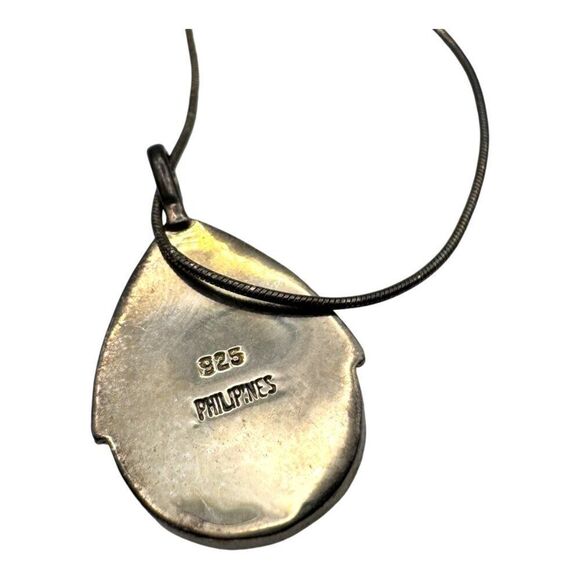 Sterling Silver Necklace Turquoise Teardrop Philippines Pendant & Italian Chain - Picture 5 of 6